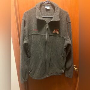 Columbia Dark Gray Fleece Jacket with University of Minnesota Embroidered Logo